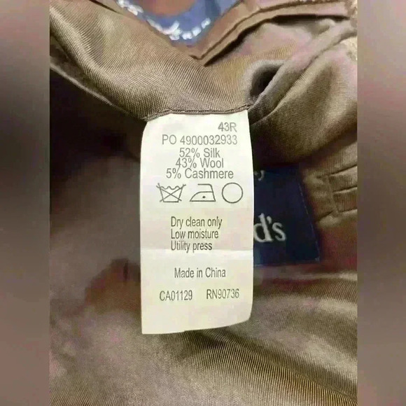 Ralph Lauren 43R Blazer Silk, Cashmere , Wool Suit Jacket Houndstooth Brown - Picture 5 of 8